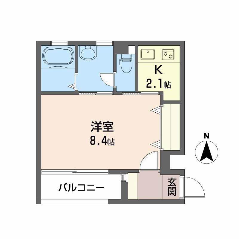 CUBE(1K/2階)の間取り写真