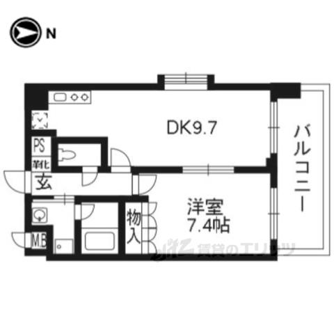 音羽ハイツ(1LDK/2階)の間取り写真
