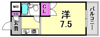 メゾンド六甲パートII(ワンルーム/3階)の間取り写真