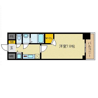 プレサンス栄ライズ(1K/14階)の間取り写真