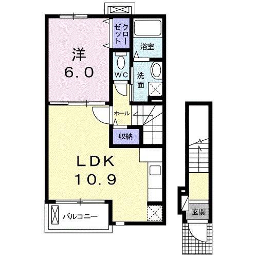 ホワイトダフネ(1LDK/2階)の間取り写真