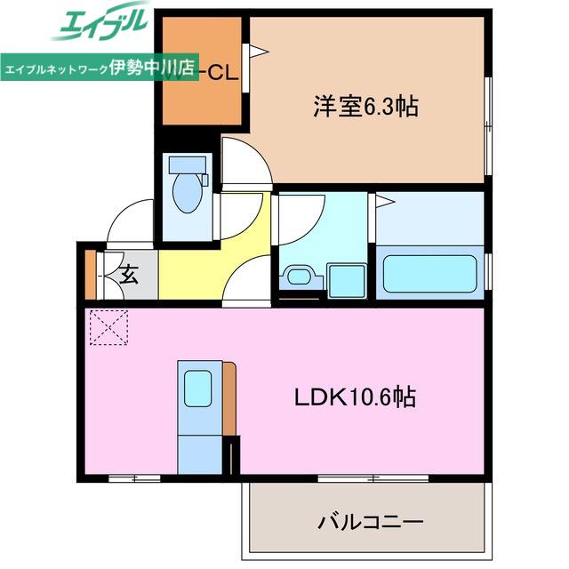 エフクレフ(1LDK/2階)の間取り写真