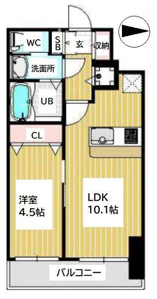 プレサンス立売堀アーバンスタイル(1LDK/14階)の間取り写真