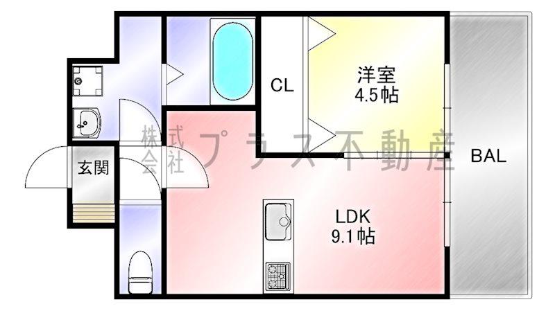 レジェンド直方 壱番館(1LDK/8階)の間取り写真