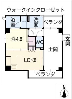 パークホームズ覚王山ウエスト(1LDK/2階)の間取り写真