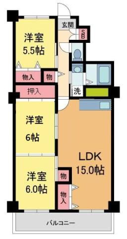 フェルザ西宮(3LDK/7階)の間取り写真