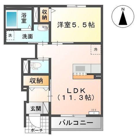 アリエッタII(1LDK/1階)の間取り写真