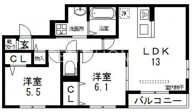 スリーズM(2LDK/2階)の間取り写真