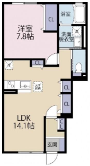 グランエスペランサダイヤD(1LDK/1階)の間取り写真