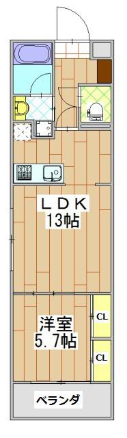 ル シエル(1LDK/3階)の間取り写真