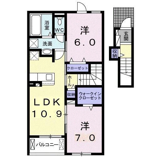 ウーテピルス(2LDK/2階)の間取り写真