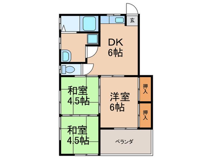 豊コーポ1(3DK/1階)の間取り写真