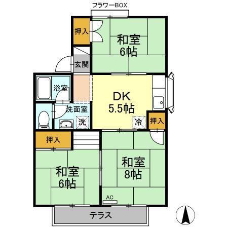 セジュールパーク(2LDK/1階)の間取り写真