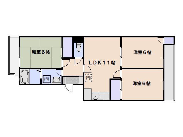 ソレーユ三筋(3LDK/1階)の間取り写真