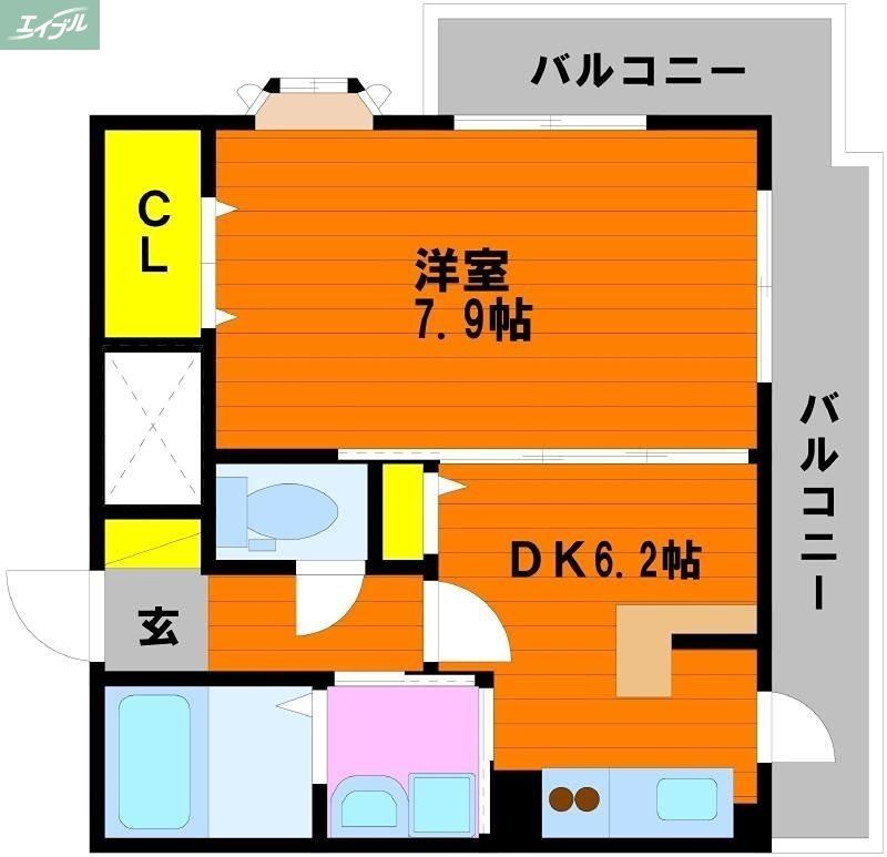 ラフィーネ大供(1DK/3階)の間取り写真