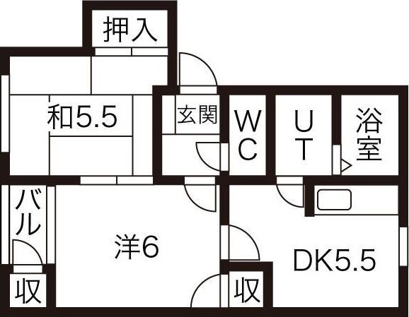 エクセレント(2DK/2階)の間取り写真