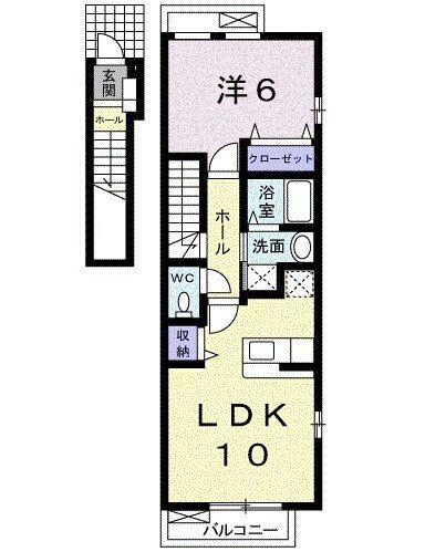 グリーンパレスA(1LDK/2階)の間取り写真