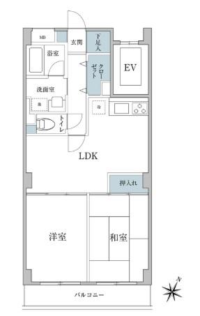 ヴェルフォーレW(2LDK/2階)の間取り写真