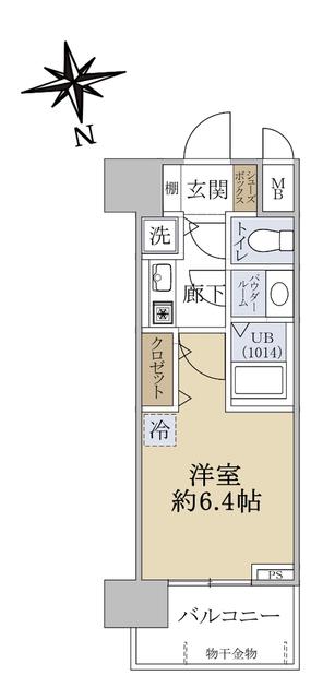 エイペックス心斎橋東(1K/4階)の間取り写真