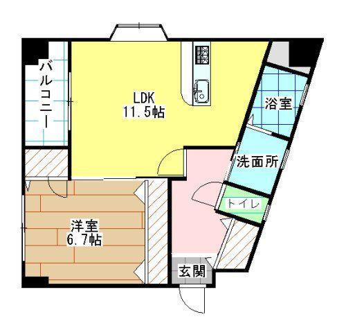 アンビエンス小倉駅前(1LDK/4階)の間取り写真