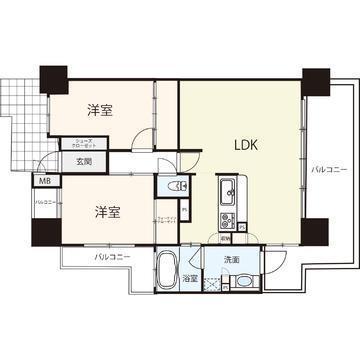 サーパス城見通三番館(2LDK/8階)の間取り写真