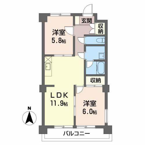 ISHIKAWAビル(2LDK/3階)の間取り写真