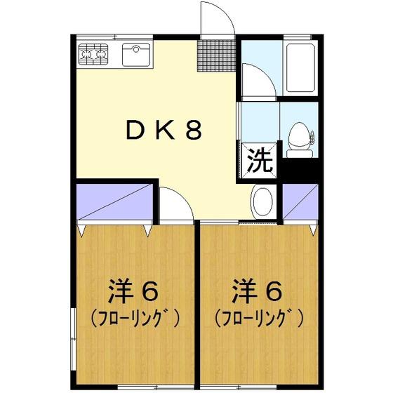 シティハイムひばりが丘(2DK/1階)の間取り写真