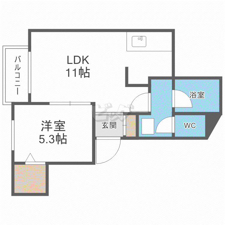 デルタナイン(1LDK/1階)の間取り写真