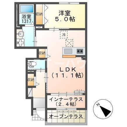 船橋市飯山満町アパート(1LDK/1階)の間取り写真