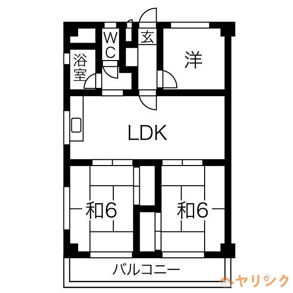 クレア武藤(3LDK/4階)の間取り写真