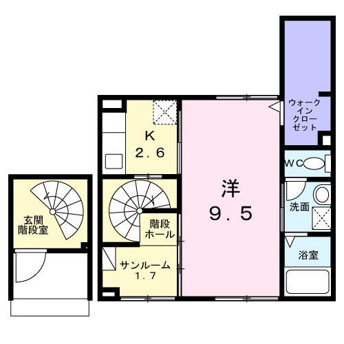 ユーステス鎌倉(1K/2階)の間取り写真