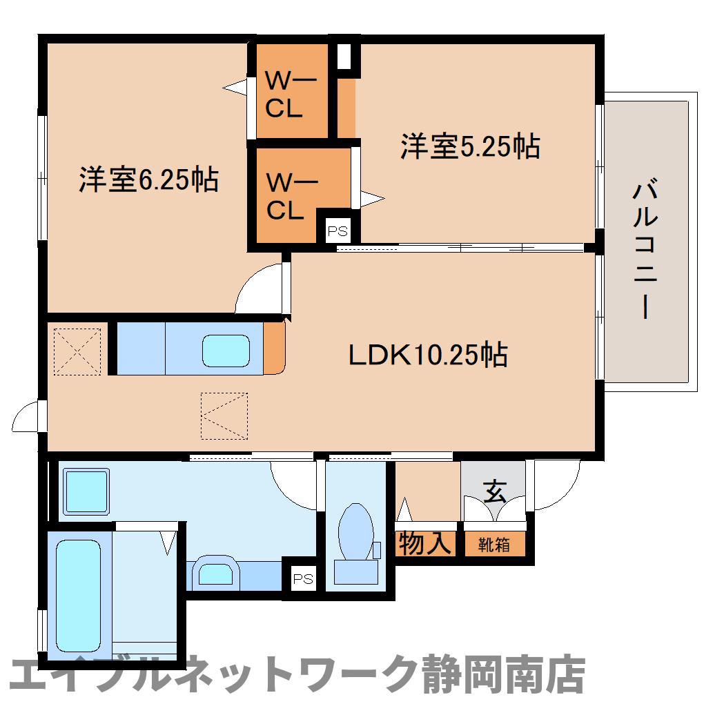 ボヌール エム(2LDK/1階)の間取り写真