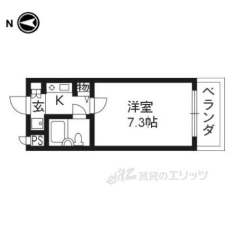 DETOM-1西陣Ⅱ(1K/3階)の間取り写真