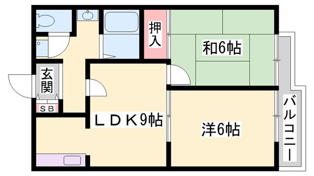 メゾン・ドールやかたB(2LDK/2階)の間取り写真