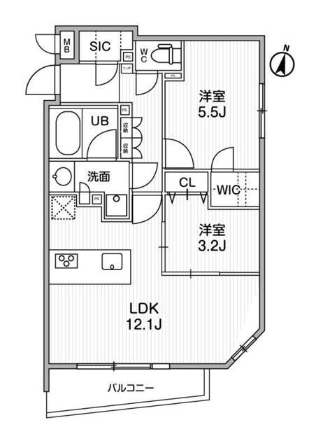 ルネサンスコート学芸大学(2LDK/4階)の間取り写真