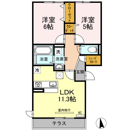 リル インフィニティ(2LDK/2階)の間取り写真