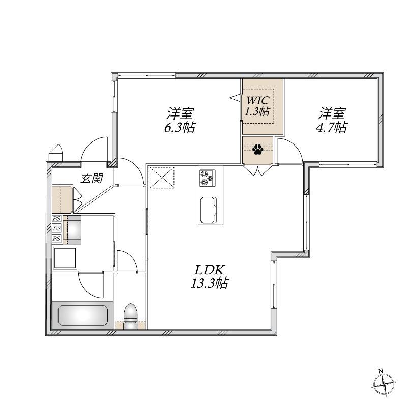CASA CLAIR(2LDK/1階)の間取り写真