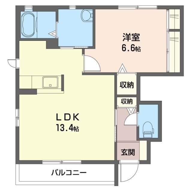 ディアコート美(1LDK/1階)の間取り写真