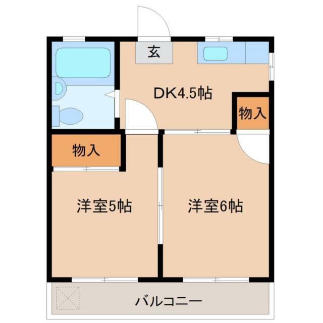 コーポ田中(2DK/1階)の間取り写真