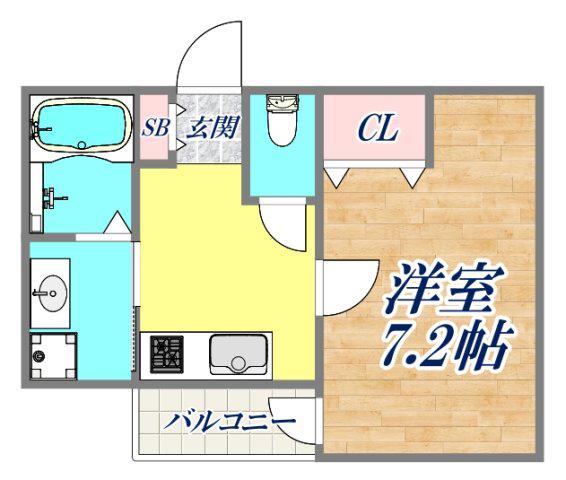 ALEGRIA高速長田(1K/1階)の間取り写真