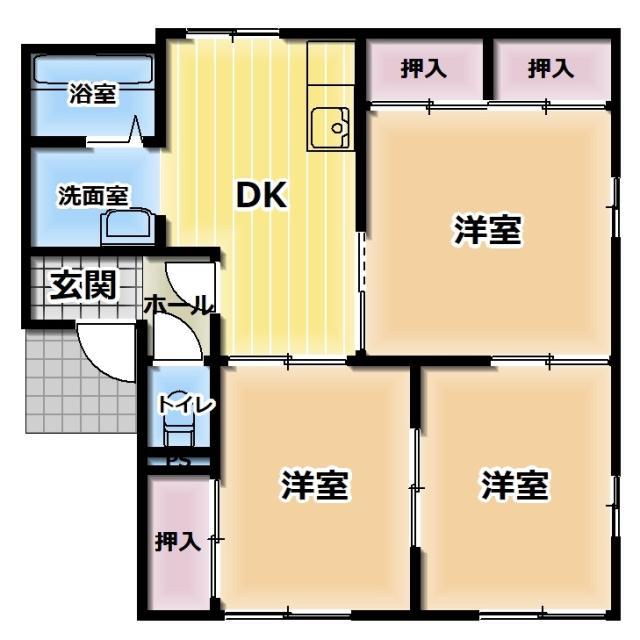 メゾンベルウッドA(3DK/2階)の間取り写真