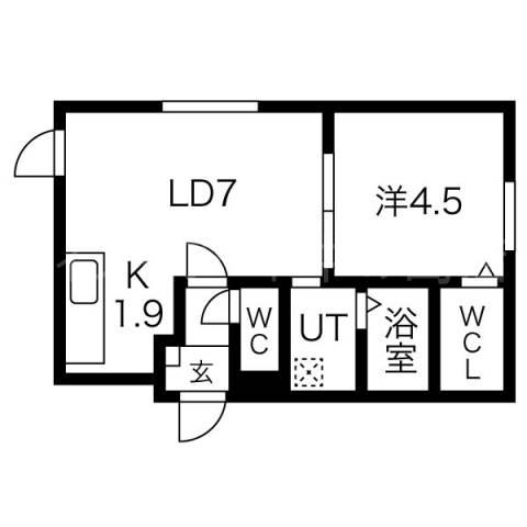 FLAN N3(1LDK/3階)の間取り写真