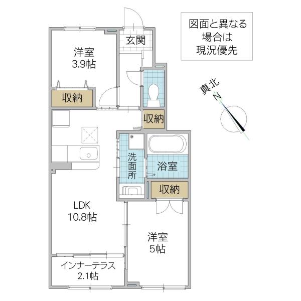 VILLA MARS(2LDK/1階)の間取り写真