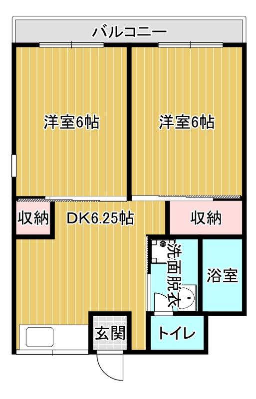 コーポみどりC棟(2DK/1階)の間取り写真