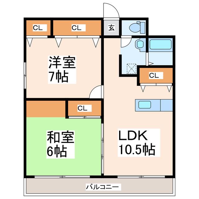 レミエル水前寺(2LDK/3階)の間取り写真