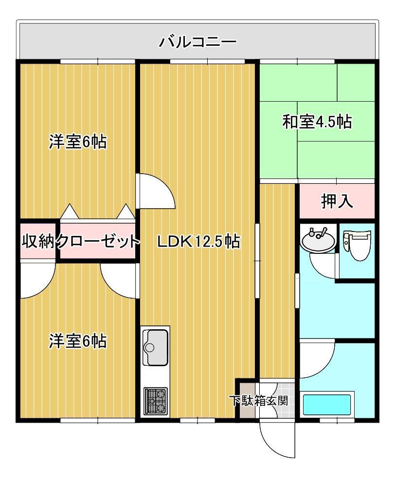 スカイコーポ三津(3LDK/6階)の間取り写真