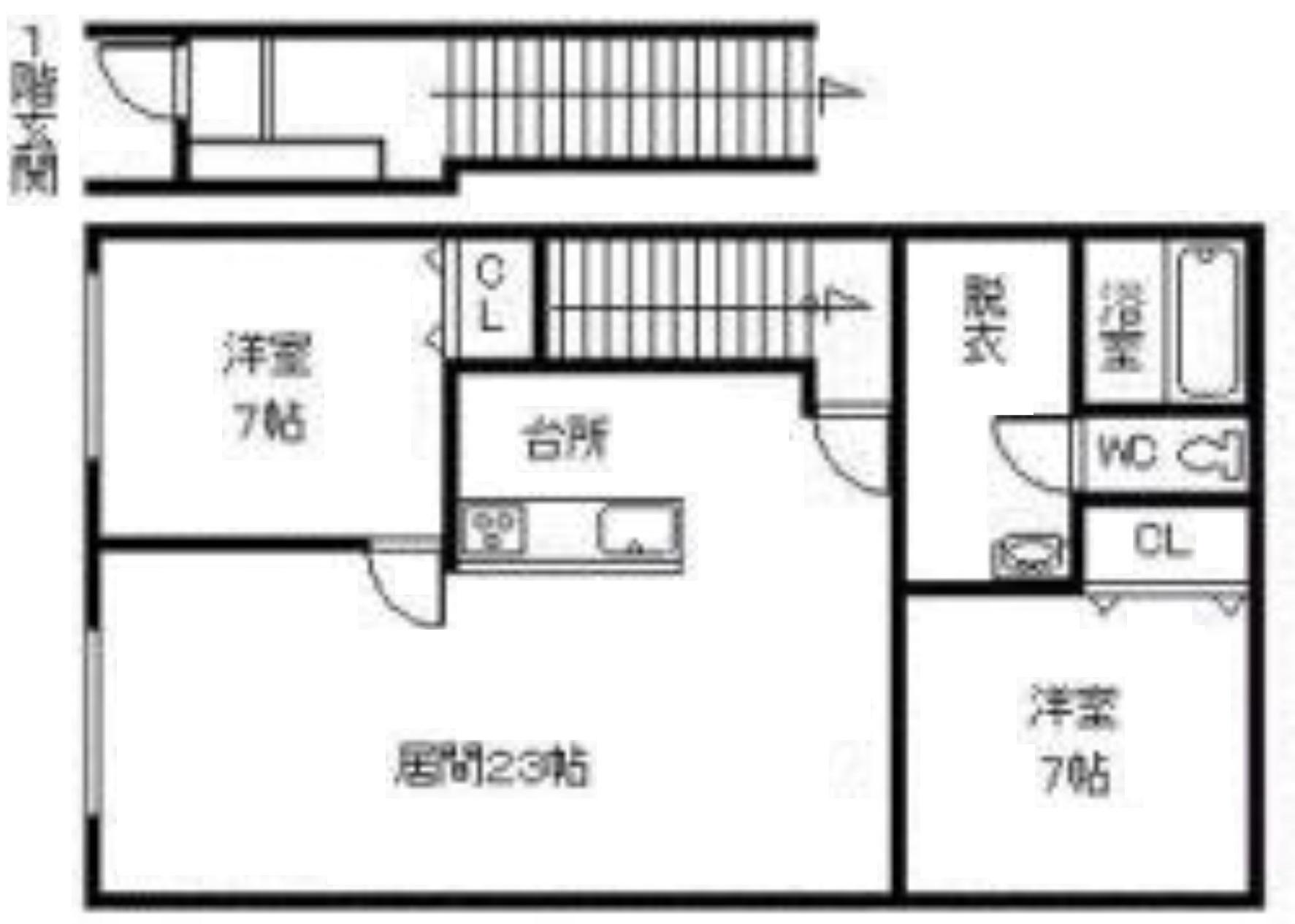 ツインクル若葉A(2LDK/2階)の間取り写真