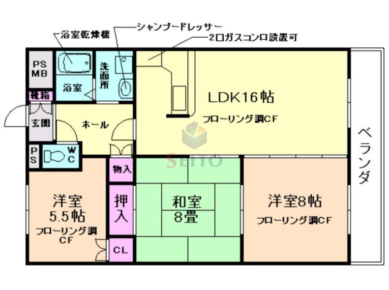 ベルエアーⅠ(3LDK/3階)の間取り写真
