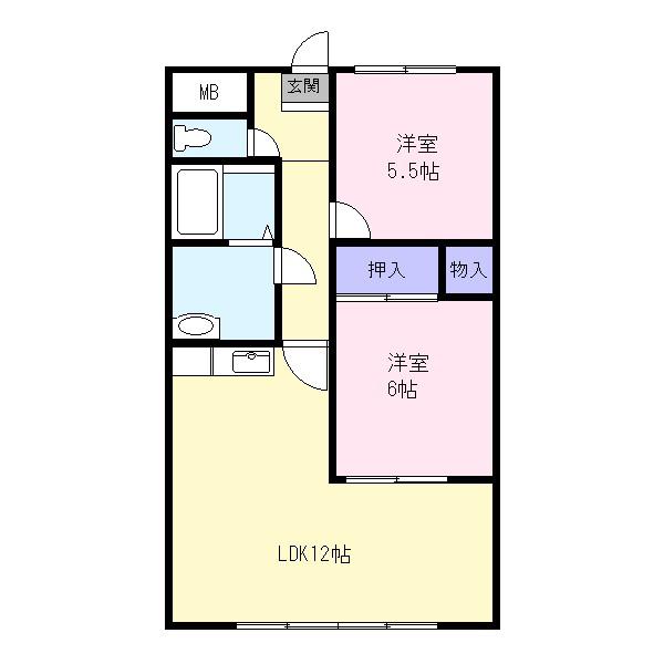 クリヴィアミニアタ(2LDK/1階)の間取り写真