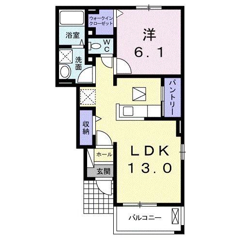 コンフォーティアB(1LDK/1階)の間取り写真
